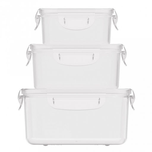 Контейнер для продуктов пластмассовый "Прайм" набор 3шт: 0,5л, 1л, 1,5л, подходит для СВЧ (Россия)