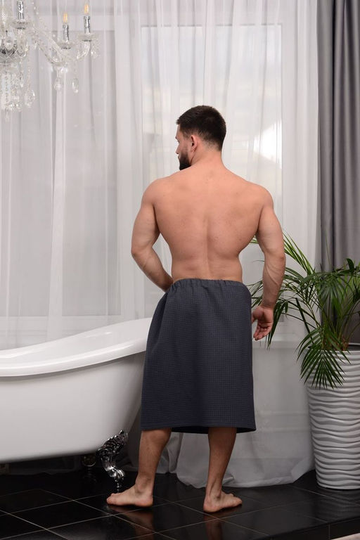 Полотенце для бани и сауны вафельное мужское  на липучке