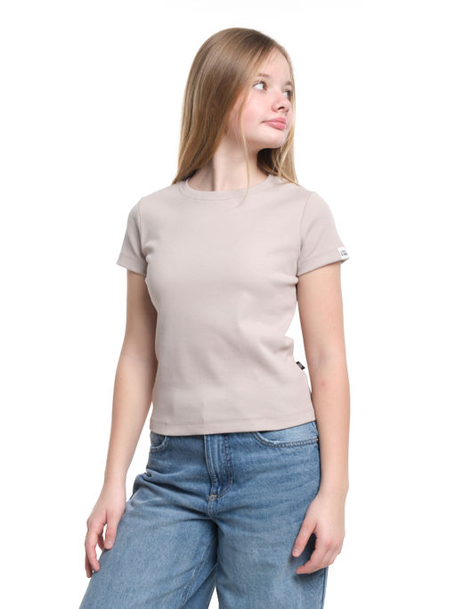 Футболка в рубчик 22-0210 бежевый