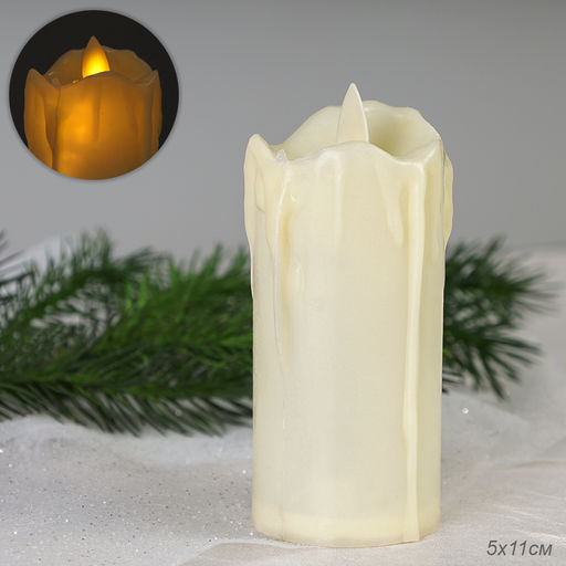 Свеча светодиодная подвижный фитиль 11 см / VFR-36 /уп 12/480/бежевая