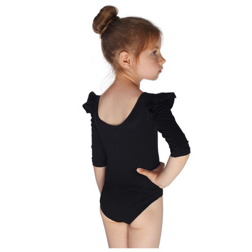 Купальник гимнастический Grace Dance, крылышко, с рукавом 3/4, р. 34, цвет чёрный  фото 4