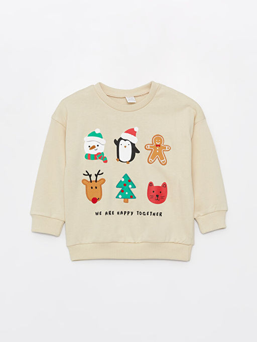 Bisiklet Yaka Y?lba?? Temal? Uzun Kollu Erkek Bebek Sweatshirt ve E?ofman Alt 2li Tak?m - Waikiki фото 2
