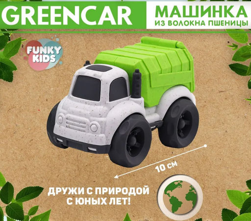 Эко-машинка 10 см, городская тех., бело-зеленая