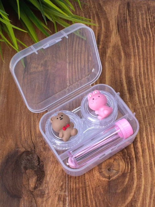 Контейнер для линз "Duble bear-hare", pink