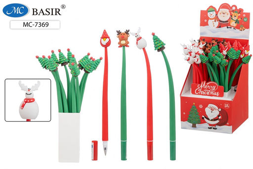 Цена за 2 шт. Ручка шар. "Новогодняя" (MC-7369) синяя, 0.5мм