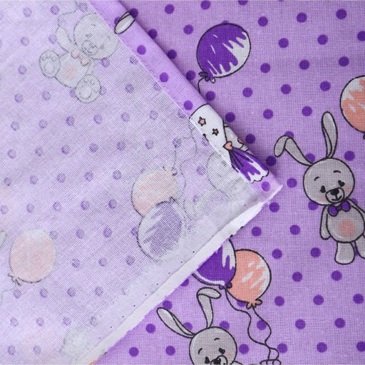 Постельное бельё BABY Зайчики, цвет сиреневый, 112х147см,110х150см, 60х60см, бязь 142гр/м, 100% хлопок - Атра фото 4