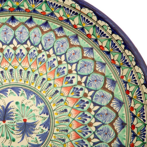 Ляган узбекский Риштанская керамика «Узоры», для плова, d=36 см, синий