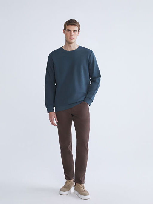 Bisiklet Yaka Erkek Kal?n Sweatshirt