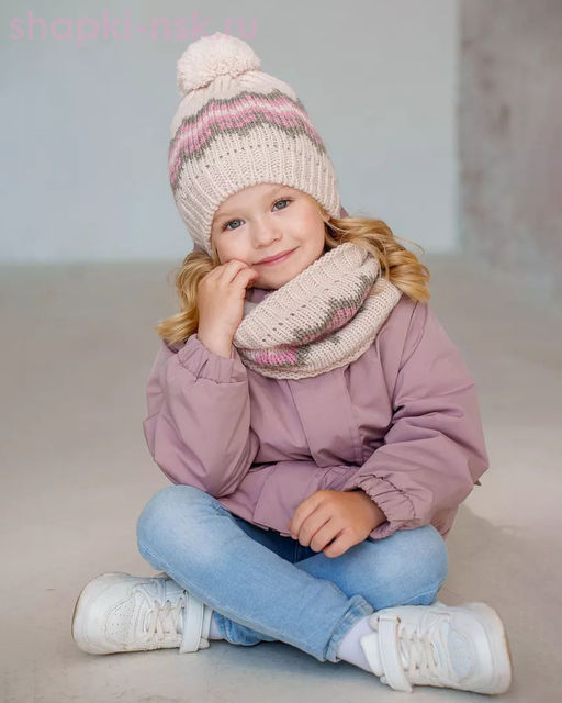 PQ 24 PD 24 Комплект для девочки флис (колпак+снуд) (52-54)