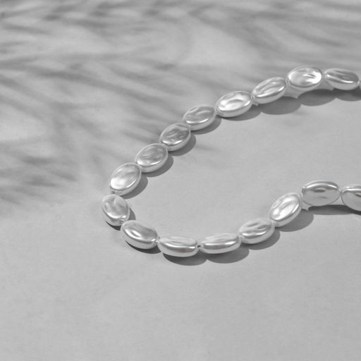 Бусины пластиковые на нити «Жемчуг», 1.3×0.9×0.6 см, набор 90 шт., цвет белый