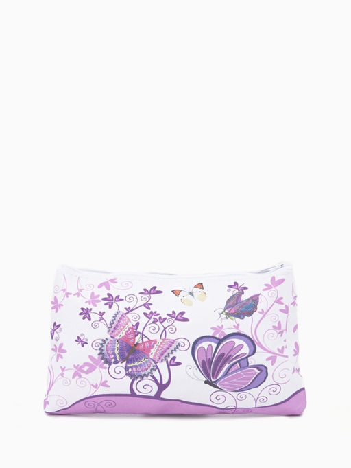 Цена за 3 шт. Косметичка - пенал на молнии, плоская, с рисунком «Бабочки», фиолетовая
