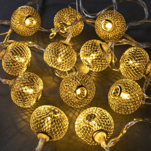 Гирлянда Нить 4 м с насадками Шарик сетка, IP20, прозрачная нить, 20 LED, свечение тёплое белое, 8 режимов, 220 В