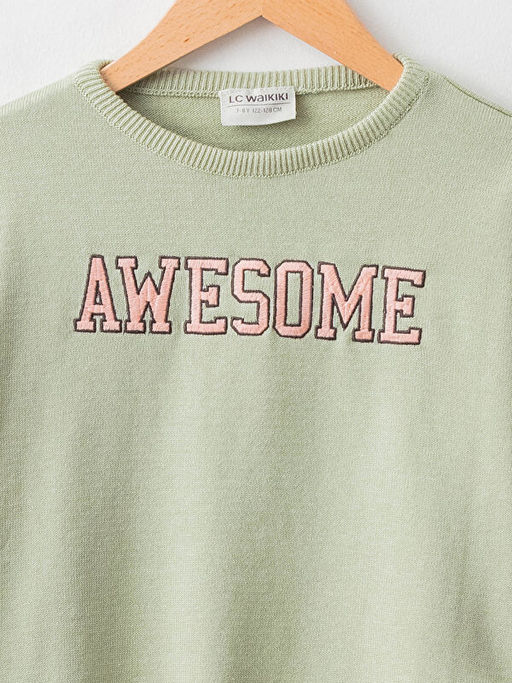 Bisiklet Yaka Nak?? Detayl? Uzun Kollu K?z ?ocuk Triko Kazak - Waikiki фото 3