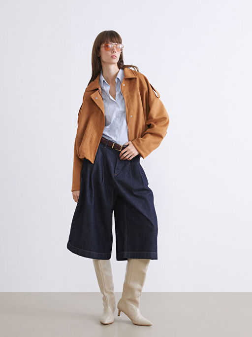 G?mlek Yaka S?et G?r?n?ml? Kad?n Bomber Ceket