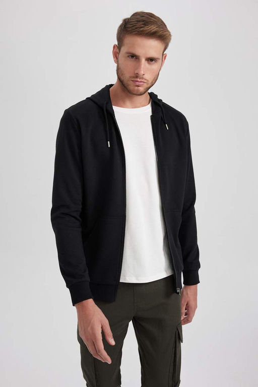 Толстовка обычного кроя на молнии с капюшоном - Defacto фото 4