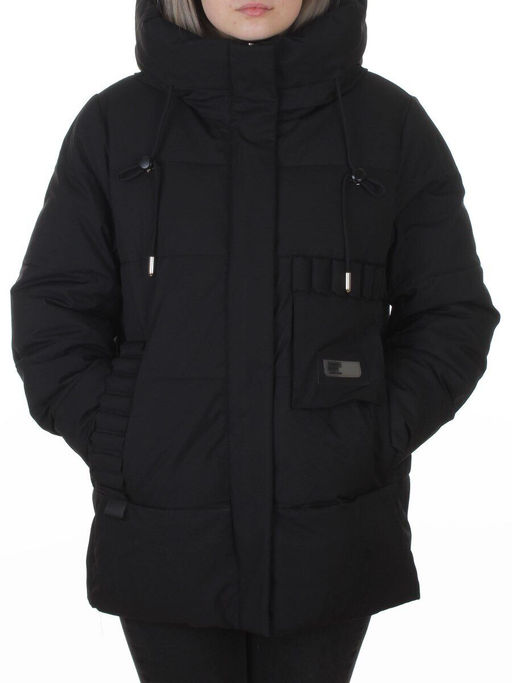 YR-6616 BLACK Куртка зимняя женская (150 гр. холлофайбер)