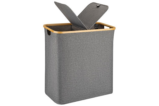 Корзина для белья 54*33*59 см 105 л с 2 отделениями и с 2 крышками, серая - Elan gallery фото 6