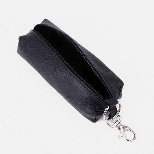 Ключница на молнии, длина 13 см, кольцо, карабин, цвет чёрный - Simaland фото 2