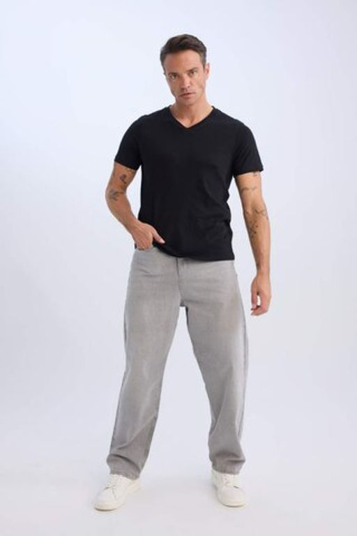 New Regular Fit V Yaka K?sa Kollu Tisort - Defacto фото 3