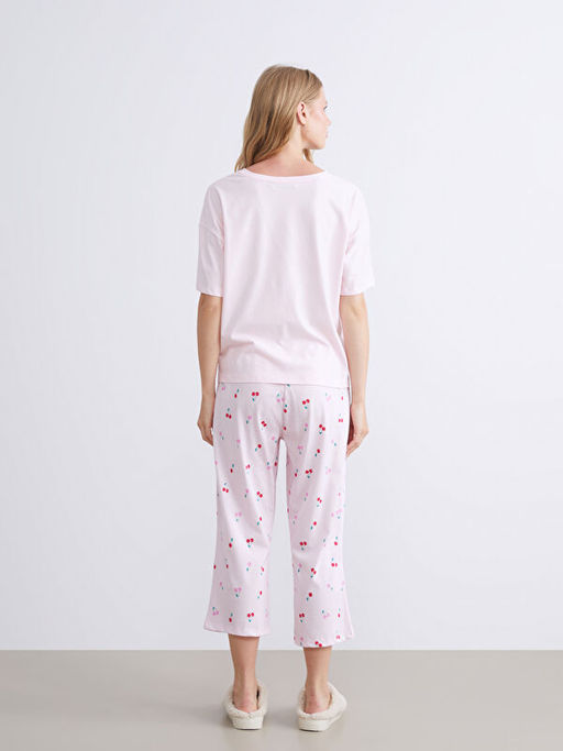 Bisiklet Yaka Kiraz Nak??l? Kad?n Pijama ?st