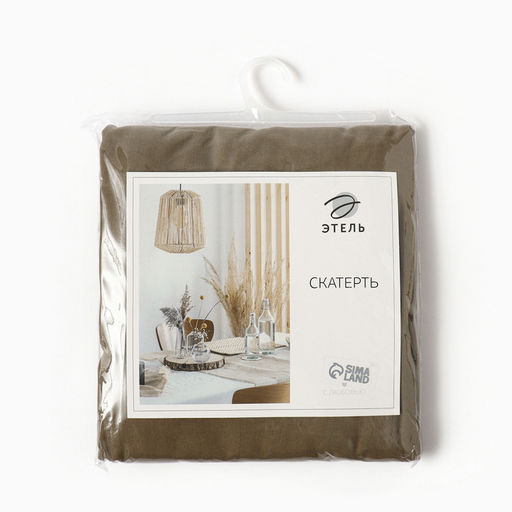 Скатерть Этель ECO, цвет оливковый, 136×220/+-6 см, 70% хл, 30% лён, 190 г/м²
