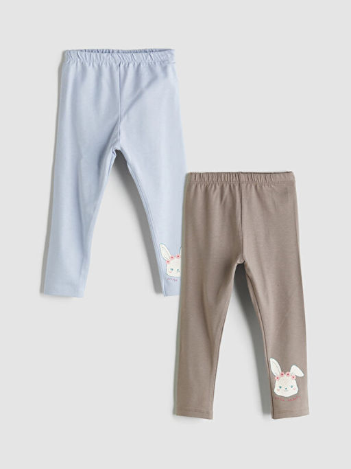 Beli Lastikli Bask?l? K?z Bebek Tayt 2li