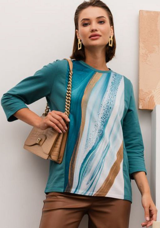 авторский лонгслив с принтованной вставкой - Elena sorti фото 11