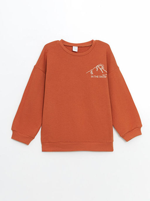 Bisiklet Yaka Bask?l? Erkek ?ocuk Sweatshirt ve E?ofman Alt 2li Tak?m - Waikiki фото 2