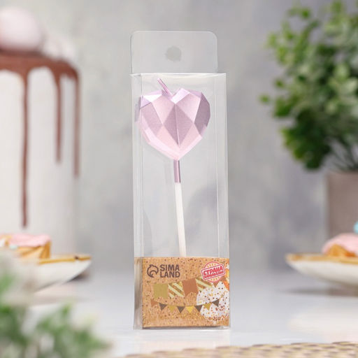 Цена за 5 шт. Свеча для торта Сердце, розовое золото - Страна карнавалия фото 2