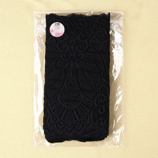 Кружевная эластичная ткань, 185 мм, 2.7±0.5 м, чёрная