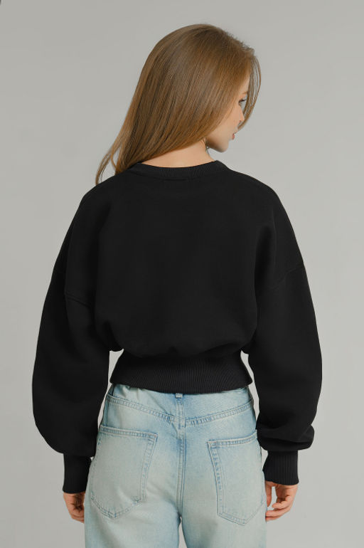 Арт. 15128 Свитшот женский укороченный 42-46 (3 шт) Цвет:черный