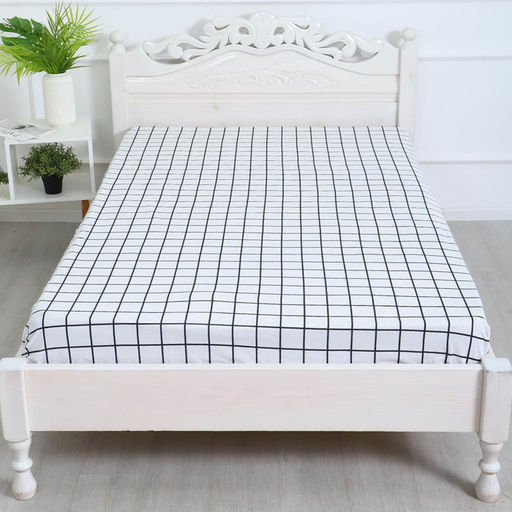 Простыня на резинке Атра 140х200х20, Таттерсол, бело-земельный, бязь 120г/м, хл100%  фото 2