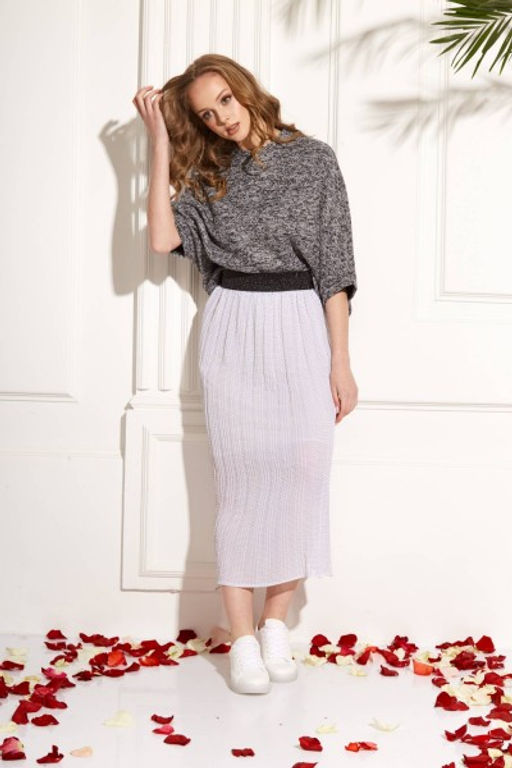 Юбка AMORI 3094 белая в точки  фото 2