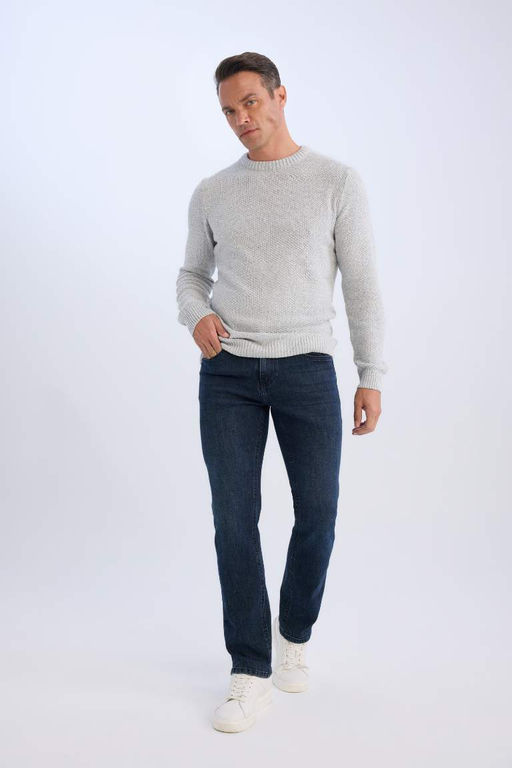 Standart Fit Normal Kesim Bisiklet Yaka Dokulu Basic Duz Triko Kazak - Defacto фото 4