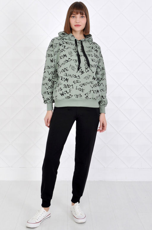 Арт. 2350 Костюм с брюками женский 44-52 (5 шт) Цвет:верх- полынь, низ-черный - Калинка фото 12