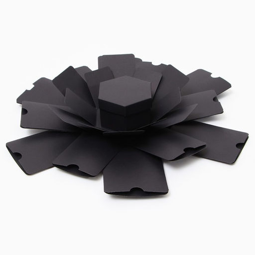 Коробка - сюрприз раскладушка, чёрная, с лентой и двойным скотчем для сборки, 19×13 см