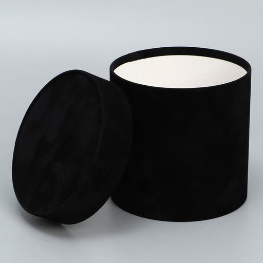 Коробка подарочная шляпная бархатная, упаковка, «Черная», 12 х 12 см