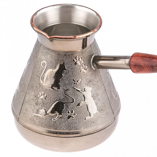 Турка медная 540мл "Кошки", д10см, h11,7см, s0,8мм, деревянная ручка (Россия)