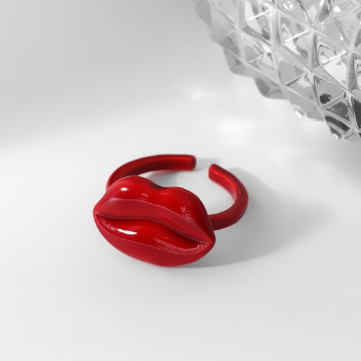 Кольцо безразмерное Губы, красное - Qf фото 2