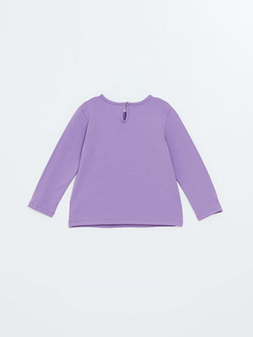 Bisiklet Yaka Uzun Kollu Bask?l? K?z Bebek Ti??rt - Waikiki фото 3