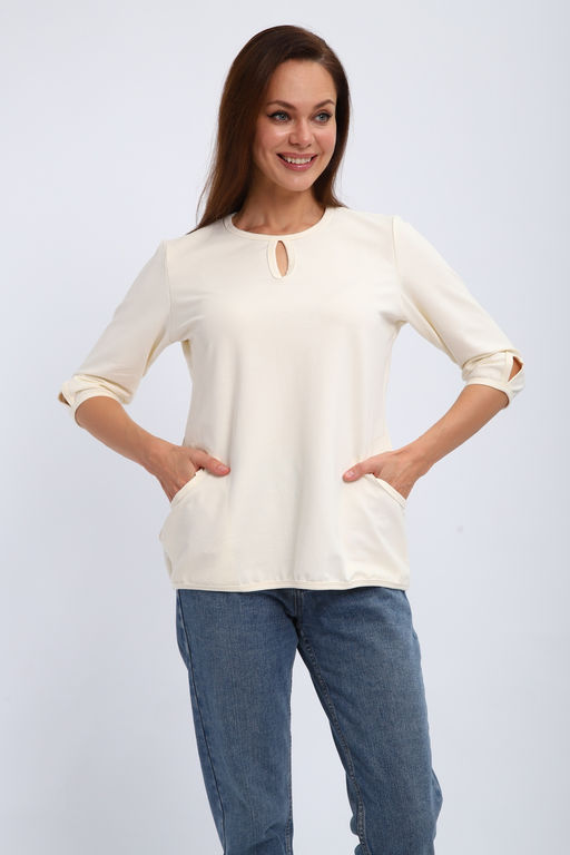Кофта женская из футера 2-н Анфиса молочный