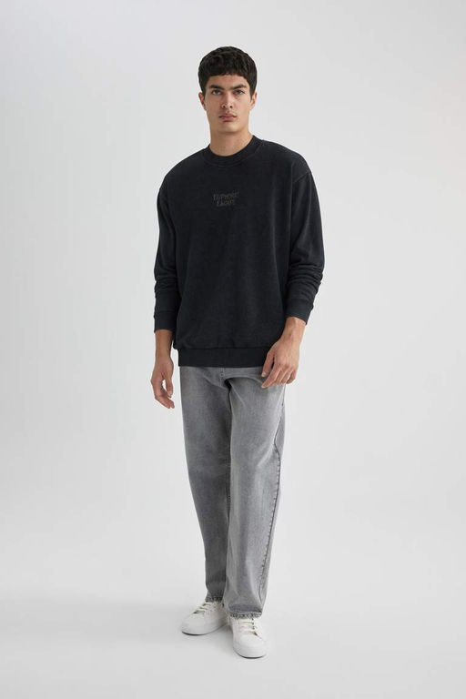 Толстовка оверсайз с круглым вырезом - Defacto фото 5