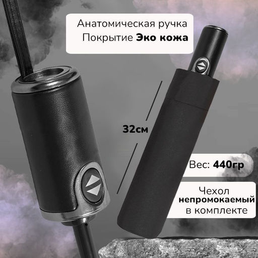 Зонт Universal полный автомат чёрный ,прямая пучка эко кожа - 1000 деталей фото 2