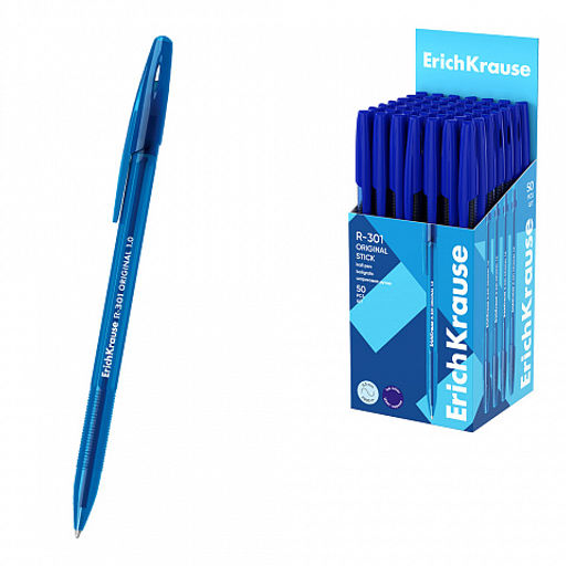 Цена за 12 шт. Набор из 4 ручек шариковых ErichKrause R-301 Stick Original 1.0, цвет чернил: синий, черный, красный, зеленый (в пакете)