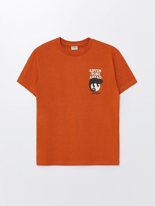 Bisiklet Yaka Bask?l? K?sa Kollu Erkek ?ocuk Ti??rt