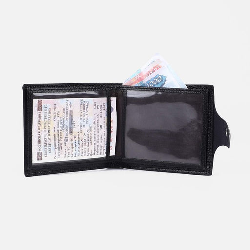 Портмоне мужское на магните, отдел для купюр, для монет, для карт, цвет чёрный - Simaland фото 5