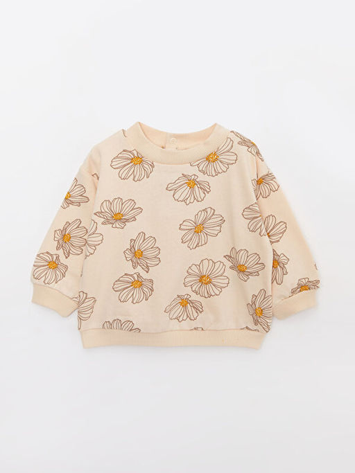 Bisiklet Yaka Uzun Kollu Bask?l? K?z Bebek Sweatshirt ve Pantolon 2li Tak?m - Waikiki фото 2