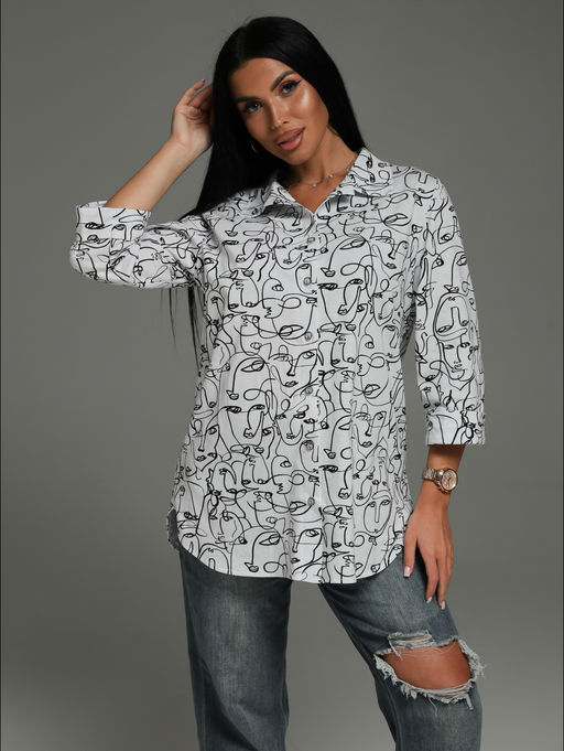 Жанетта туника женская (полоса синий) - Lovetex фото 111