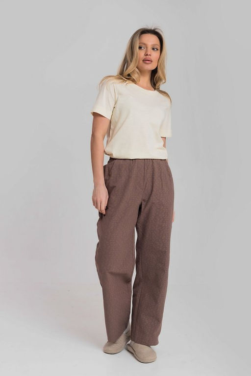 Брюки свободного кроя М325264кг какао/горчица - Елена фото 2