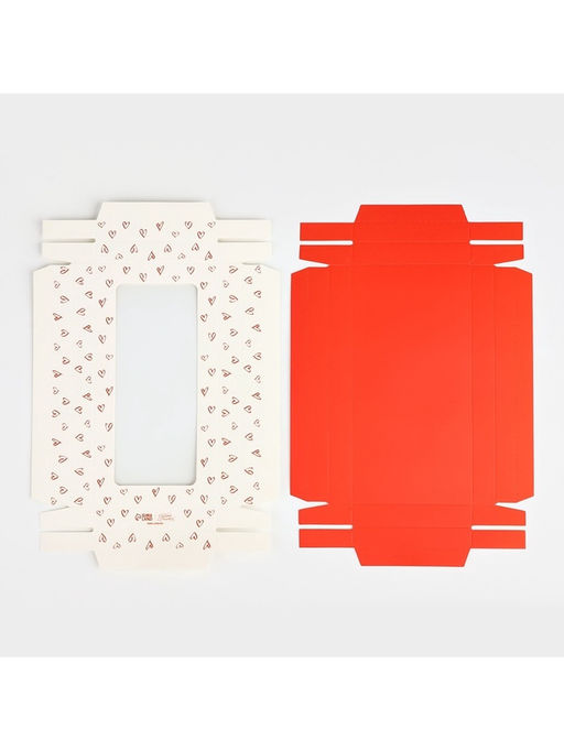 Цена за 3 шт. Коробка для шоколада «Сердечки», с окном, 9.4 х 1.7 х 18.4 см